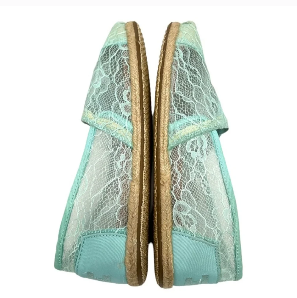 NWOT Toms Aqua Lace Alpargata Classic Slip On Espadrille Shoes - Picture 10 of 13